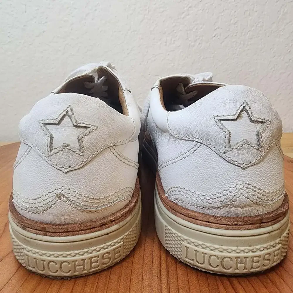 Lucchese 62013 Shoes Womens Size 9 White Leather Handcrafted Low Top Sneakers